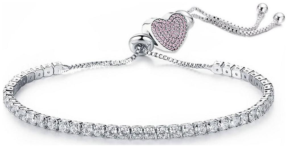 

Jewels Galaxy Crystal Elements Love Heart Edition Sparkling White Rhodium Plated Single Strand Bracelet For Women Girls