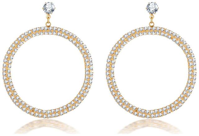 Jewels Galaxy Delicate Circular AD Studded Swanky Drop Earrings For Women/Girls