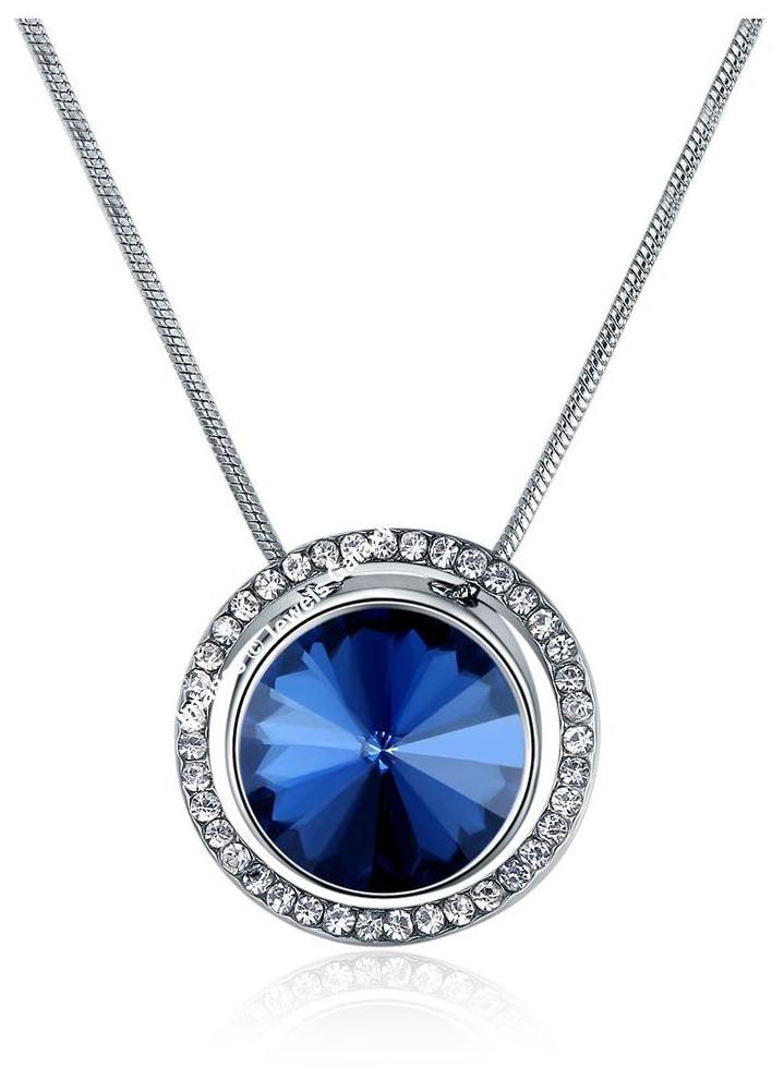 

Jewels Galaxy Exclusive Luxuria Limited Edition Sparkling Blue Circular Design Glamorous Platinum Plated Pendant For Women Girls