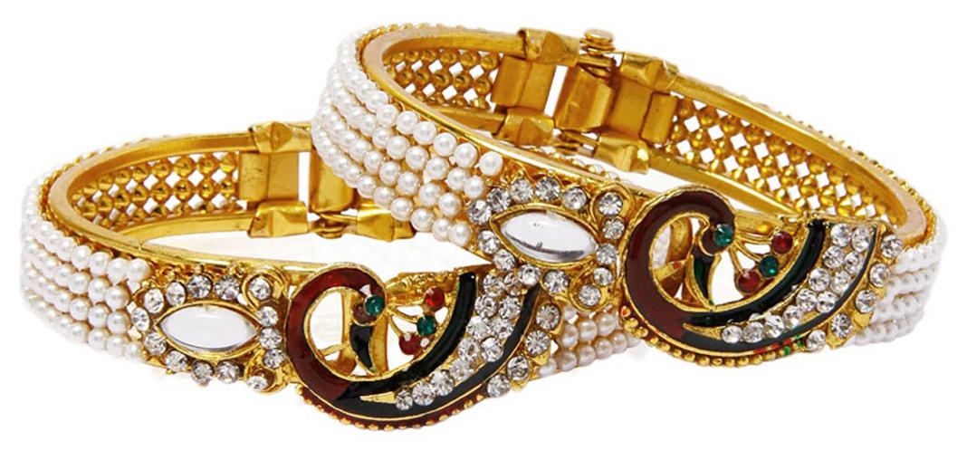 

Jewels Galaxy Golden Bangle Set