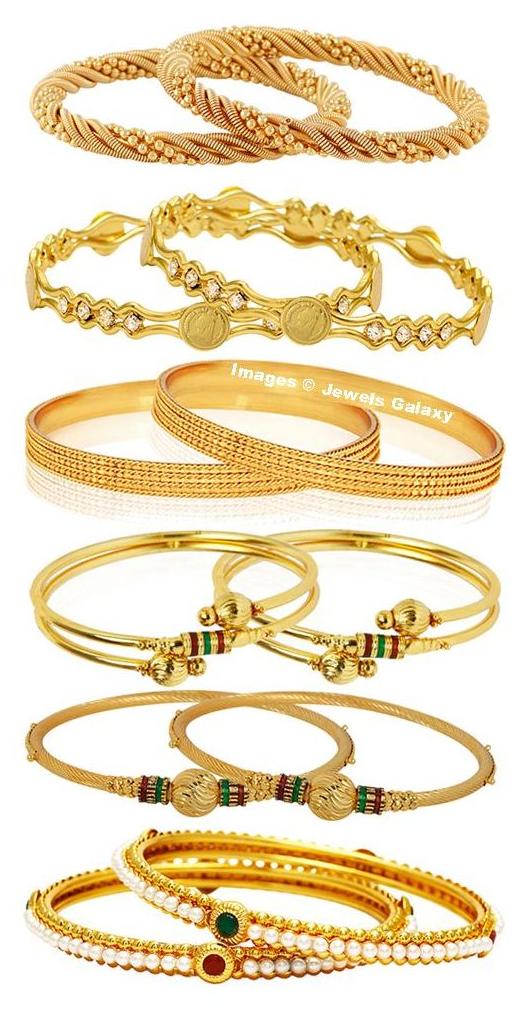 

Jewels Galaxy Exclusive Combo of Gold Plated Plain Meenakari Kundan Pearl Bangles - Combo of 6