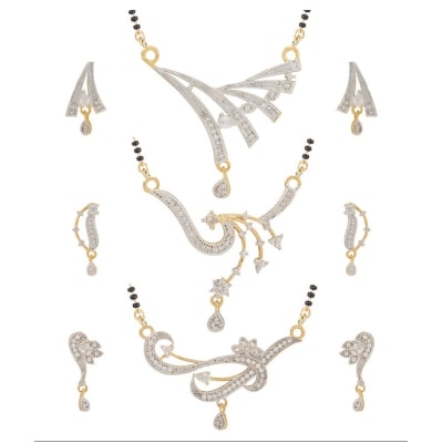 

Jewels Galaxy Wedding Collection of 3 Mangalsutra Set - Combo Of 3