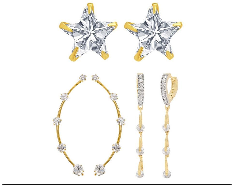 

Jewels Galaxy Premium Collection Of Fancy American Diamond Earrings - Combo Of 3