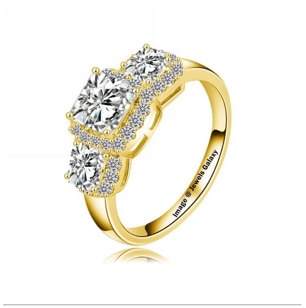 

Jewels Galaxy Luxuria Bride Ring Gold Plated Micro Pave Clear AAA Cubic Zirconia Desirable Ring