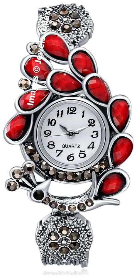 

Jewels Galaxy Exclusive Luxuria Limited Edition Sparkling Red Delicate Mayur Design Splendid Charm Bracelet For Women Girls