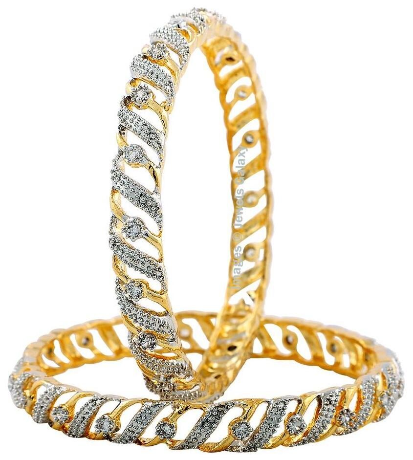 

Jewels Galaxy Exclusive Hand Crafted Precious American Diamond Bangle Set For Women Girls