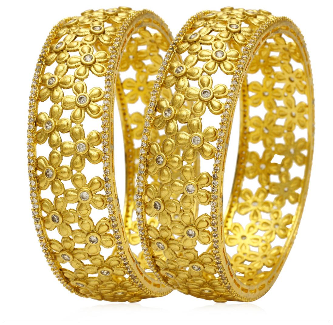 

Jewels Galaxy Floral Antique Texture Design Limited Collection Pair Of Bangles