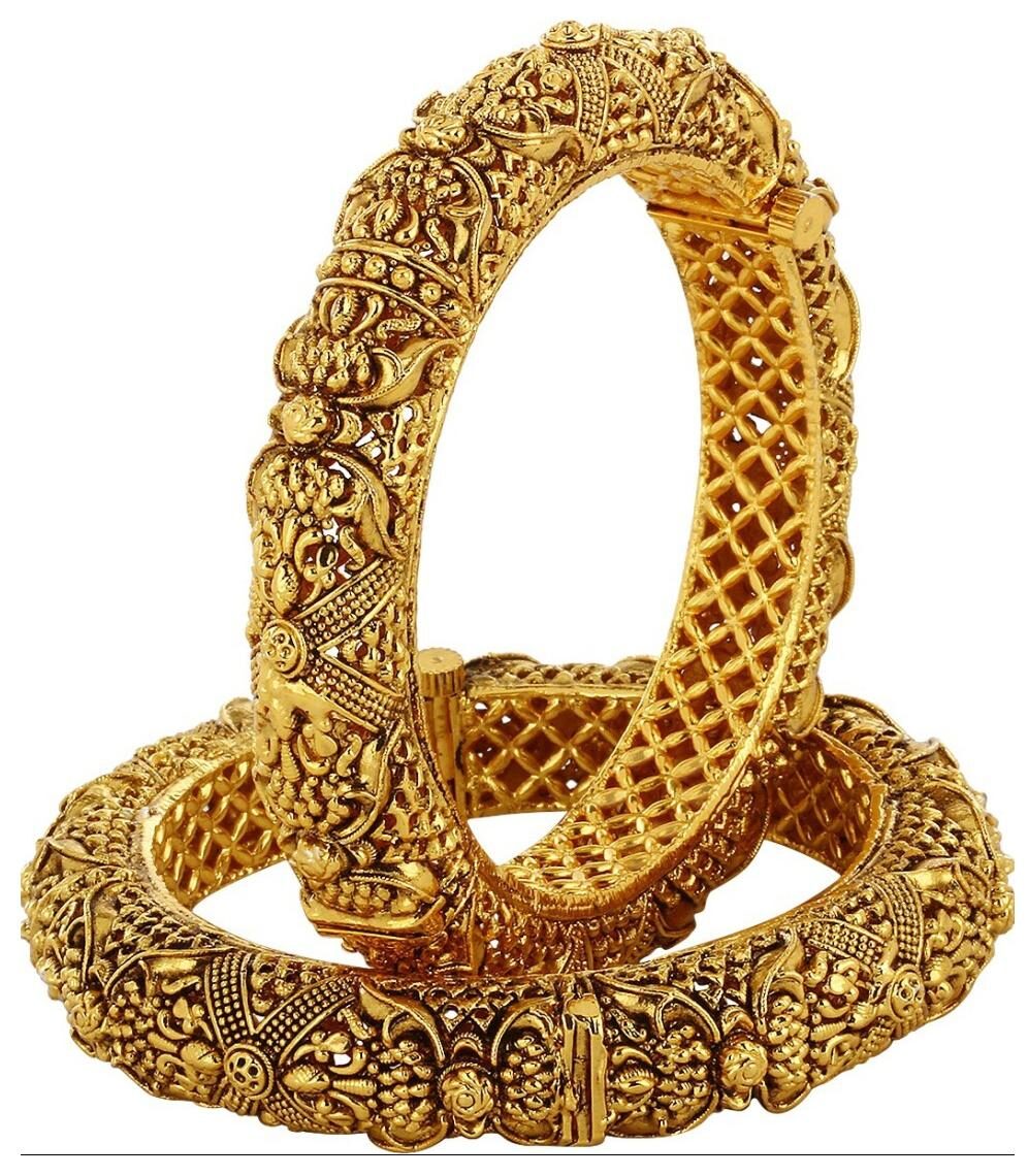 

Jewels Galaxy Broad Royal Traditional Bangles Set Of 2