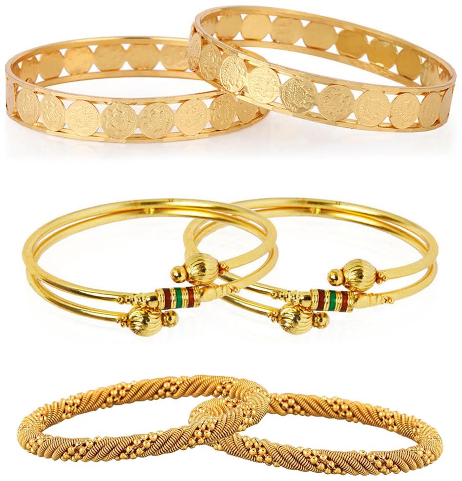 

Jewels Galaxy Elegant Coinage Meenakari Gold Plated Ethnic Bangles Combo For Women Girls - Set of 6