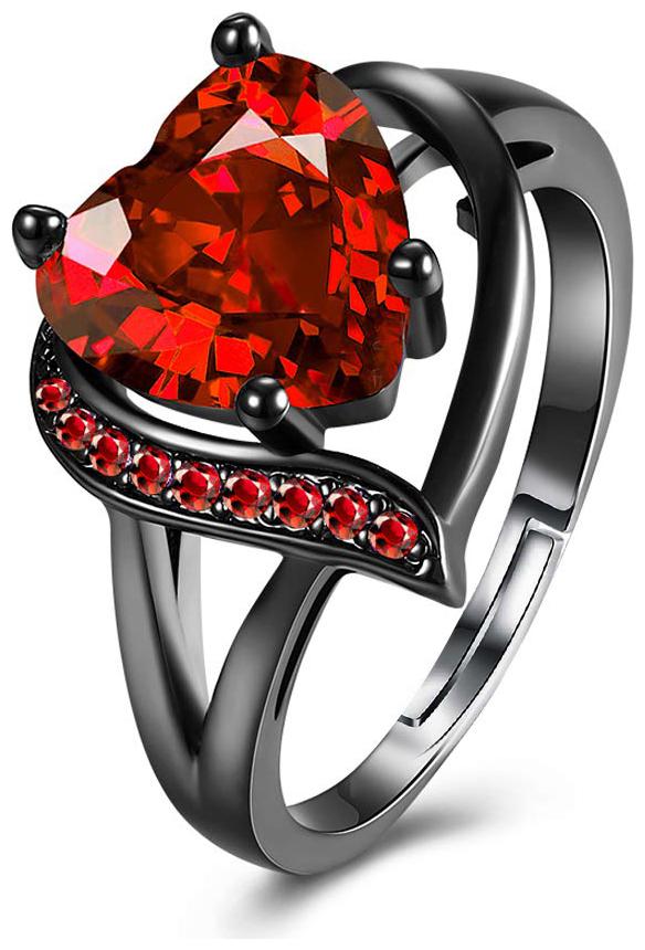 

Jewels Galaxy Most Stylish Crystal Heart Black Silver Fabulous Ring For Women