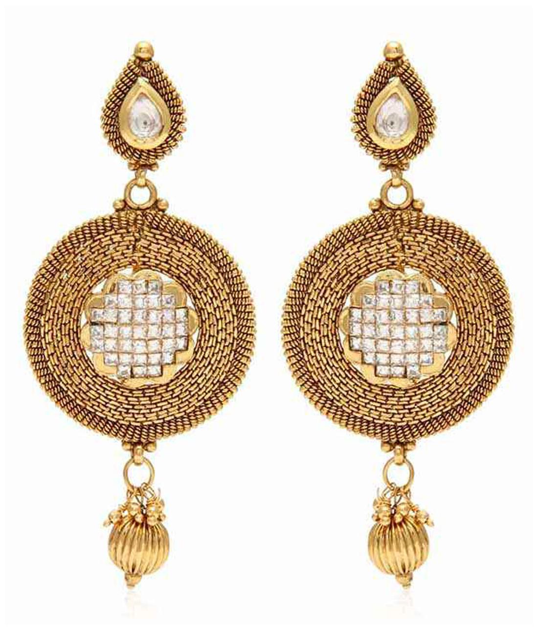 

Jewels Galaxy Golden American Diamond Hanging Earrings