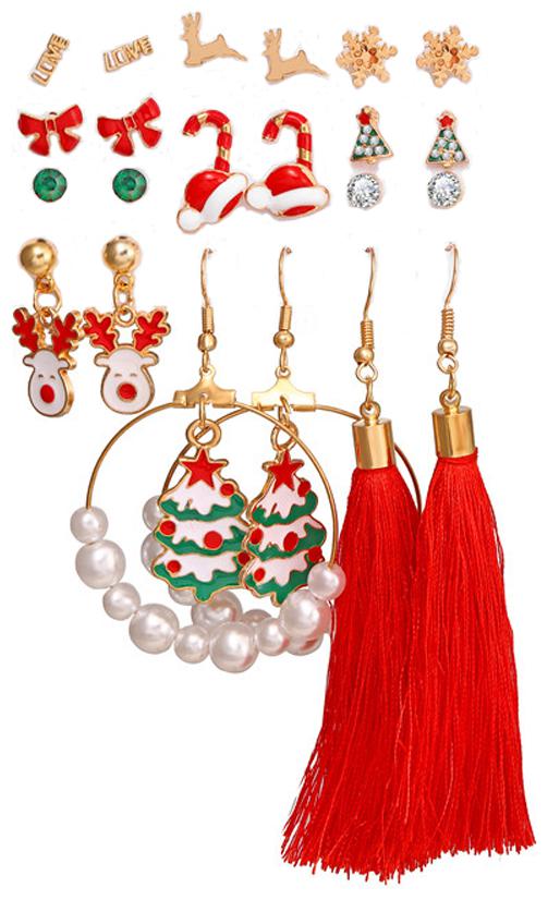 

Jewels Galaxy Limited Edition Christmas Gift Trendy 11 Pairs Earrings Combo For Women Girls