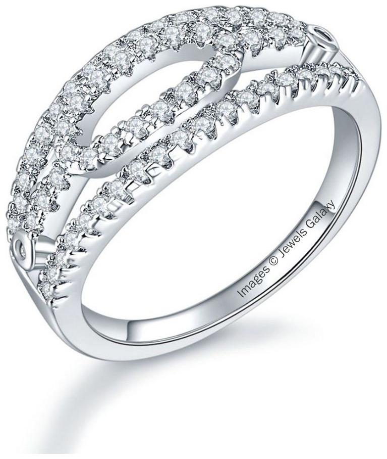 

Jewels Galaxy Luxuria Edition AAA Austrian Diamond Fascinating Platinum Plated Ring For Women Girls