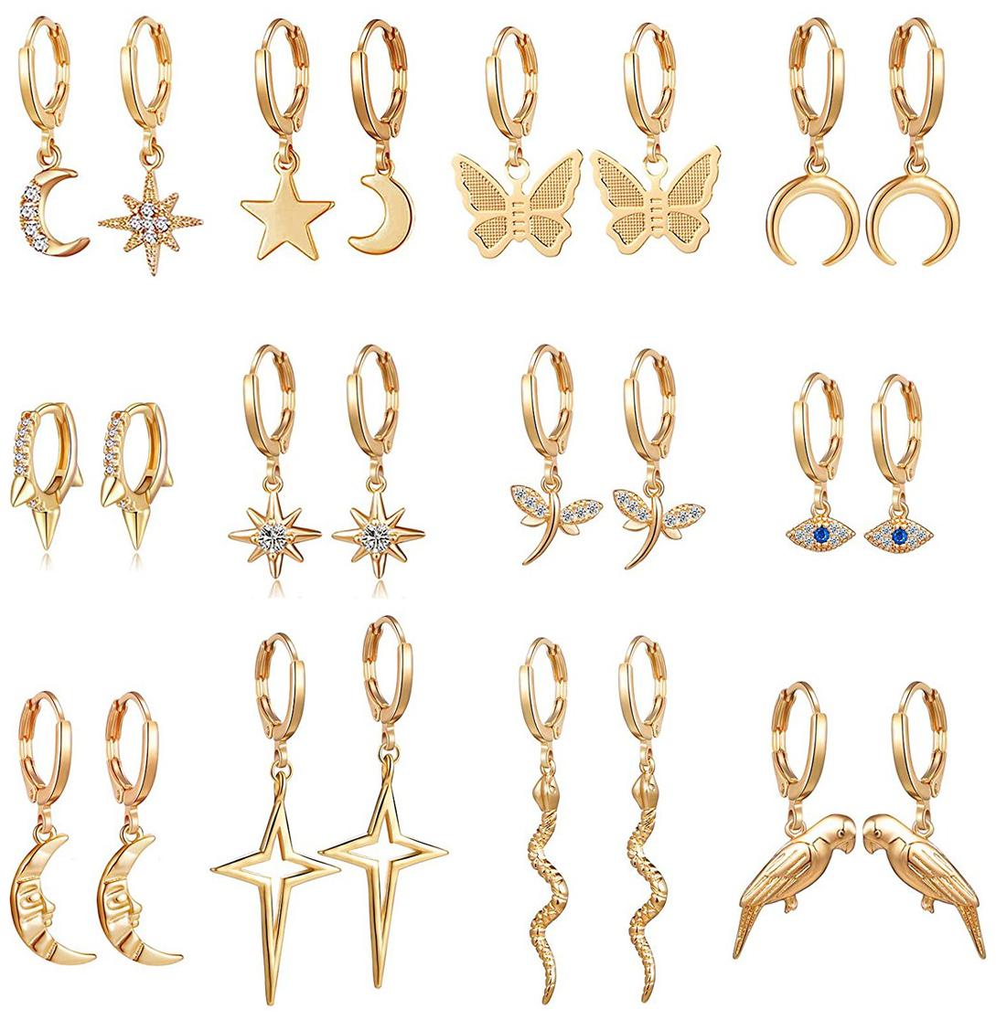 

Jewels Galaxy AD Gold Plated Classy 12 Pairs Earrings For Women Girls