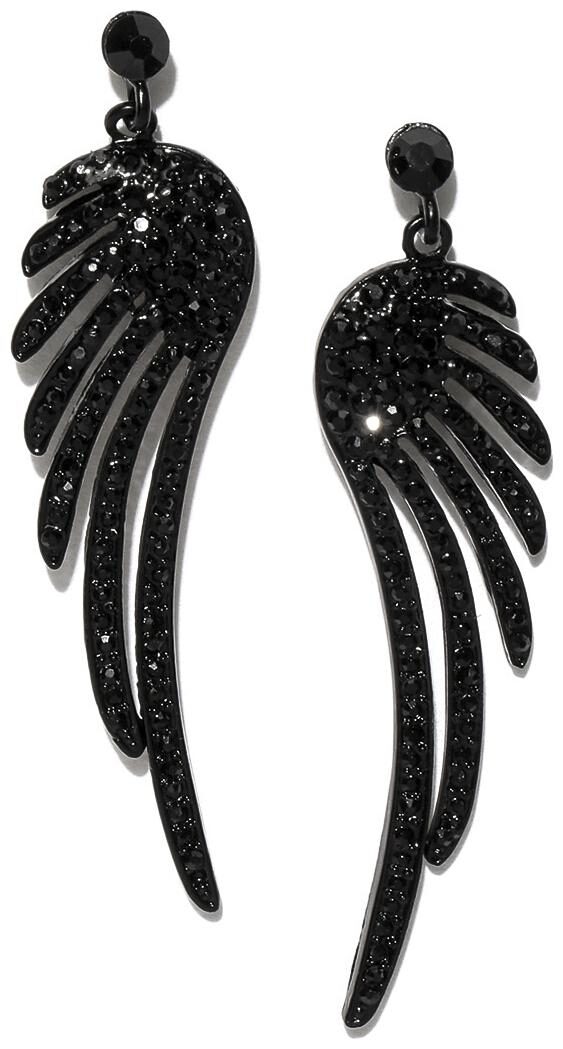 

Jewels Galaxy Exquisite Feather Inspired Oxidized Black Silver Fabulous Drop Earrings For Women Girls
