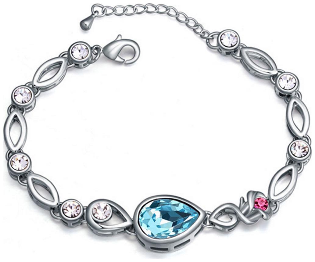 

Jewels Galaxy Crystal Elements Sparkling Multicolor Rose Designer Platinum Plated Glorious Adjustable Bracelet For Women Girls