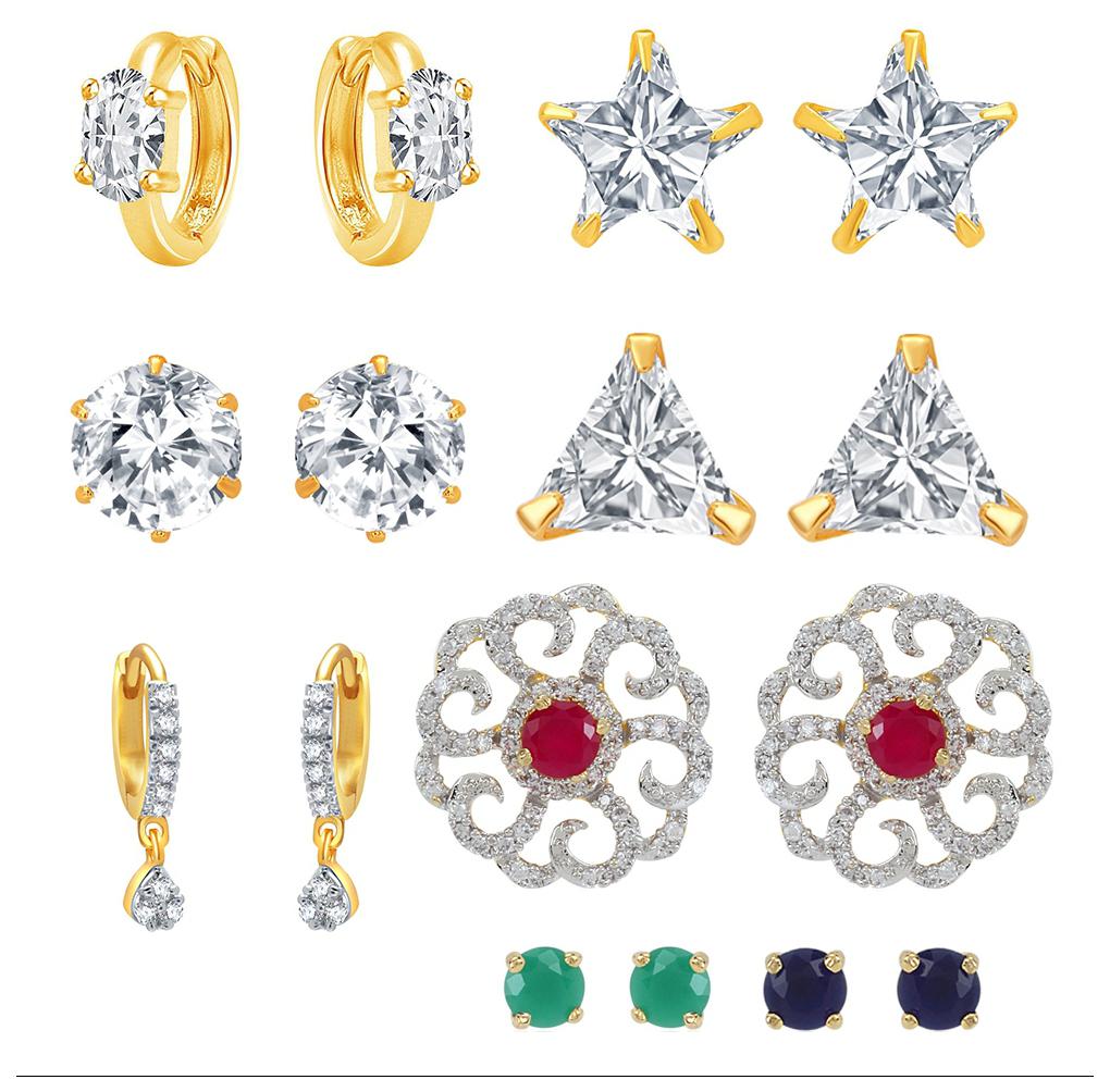 

Jewels Galaxy Bestselling Combos Of Fancy American Diamond Earrings - Combo Of 8