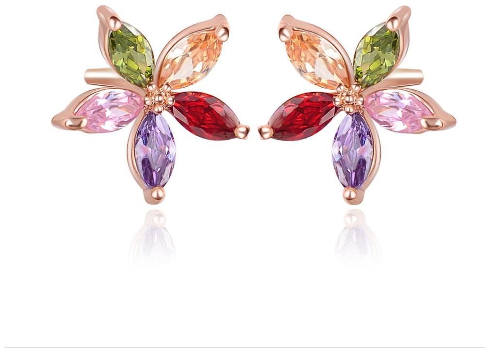 

Jewels Galaxy Luxuria 18K Rosegold Plated AAA Swiss Cubic Zirconia Stud Earrings For Women
