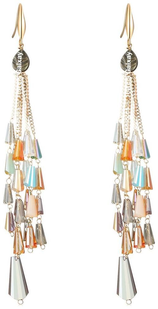 

Jewels Galaxy Luxuria Edition Lightweight Hook Tantalizing Pair Of Colorful Onyx Studded Tassel Earrings For Women Girls