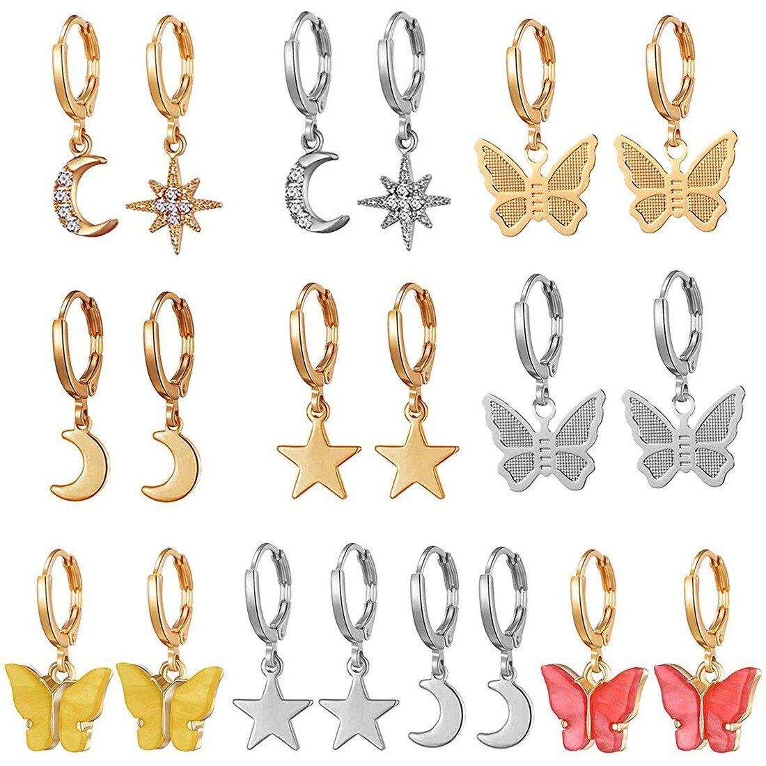 

Jewels Galaxy AD Gold Plated Multicolored Trendy 10 Pairs Earrings For Women Girls