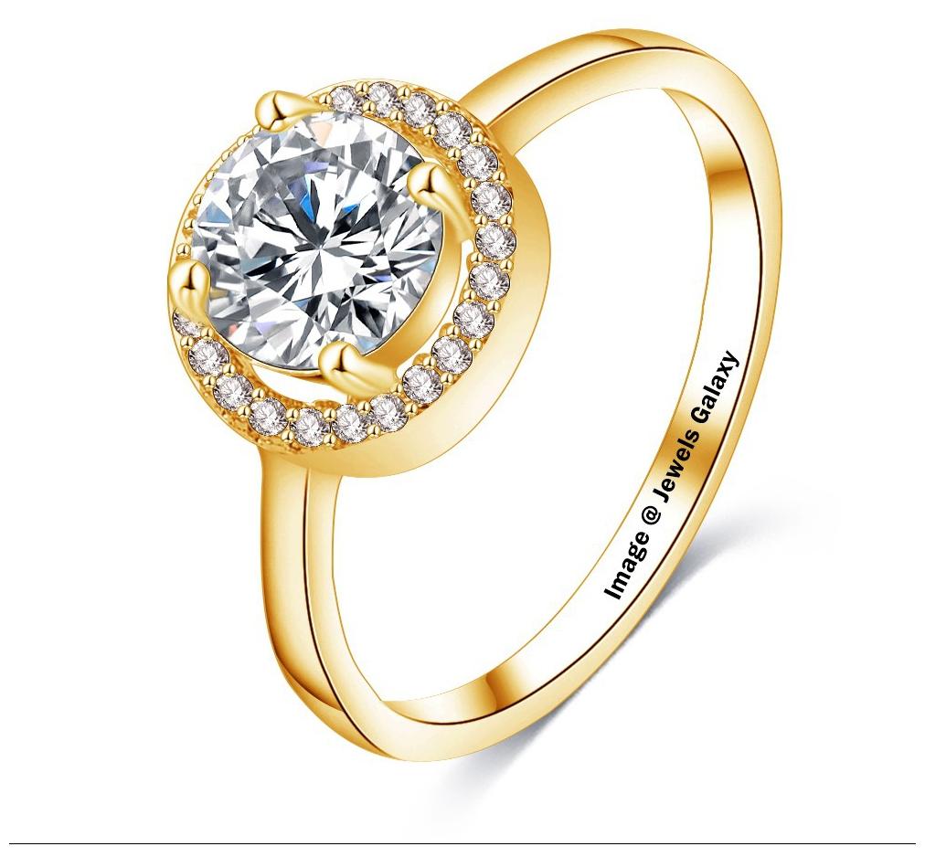 

Jewels Galaxy Luxuria Fashion Rings Women Gold Plated Cubic Zirconia Simulated Diamond Cocktail Ring