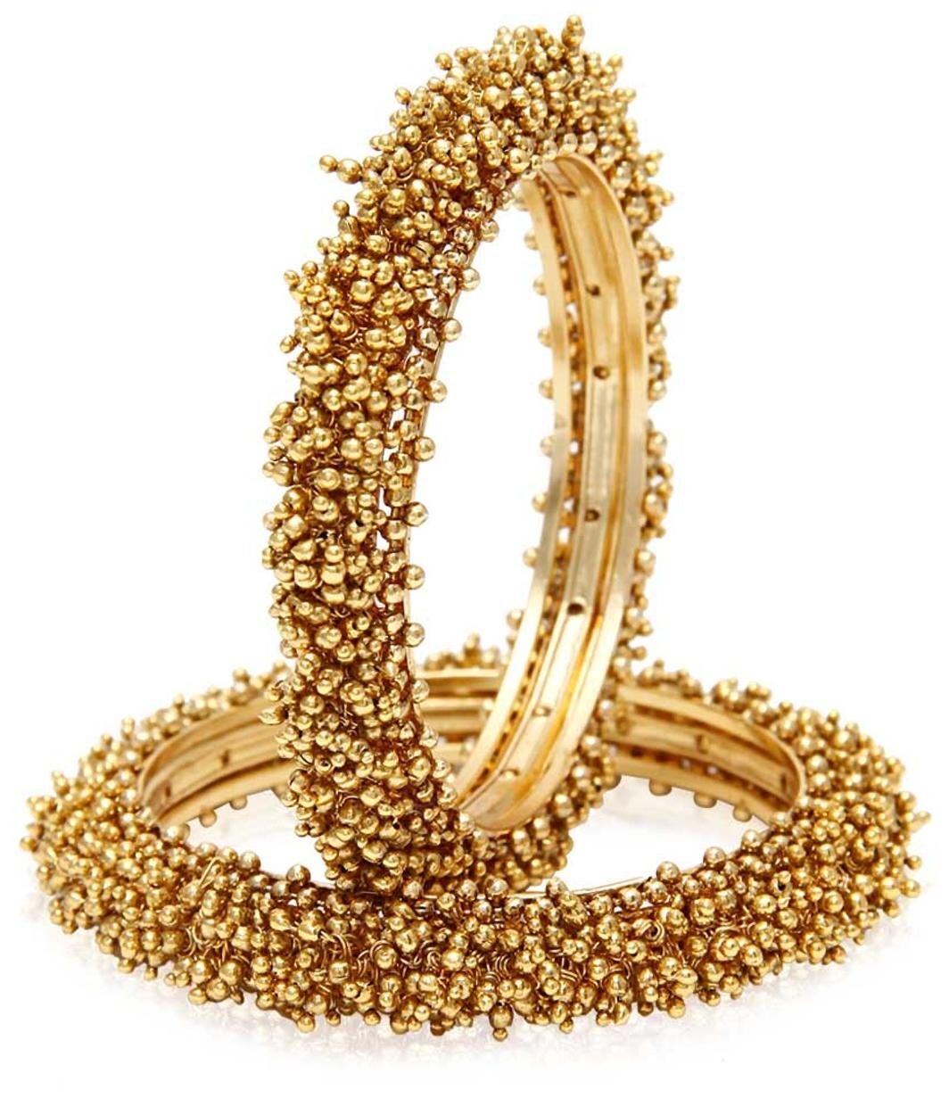 

Jewels Galaxy Antique Gold Plated Set Of 2 Bangles