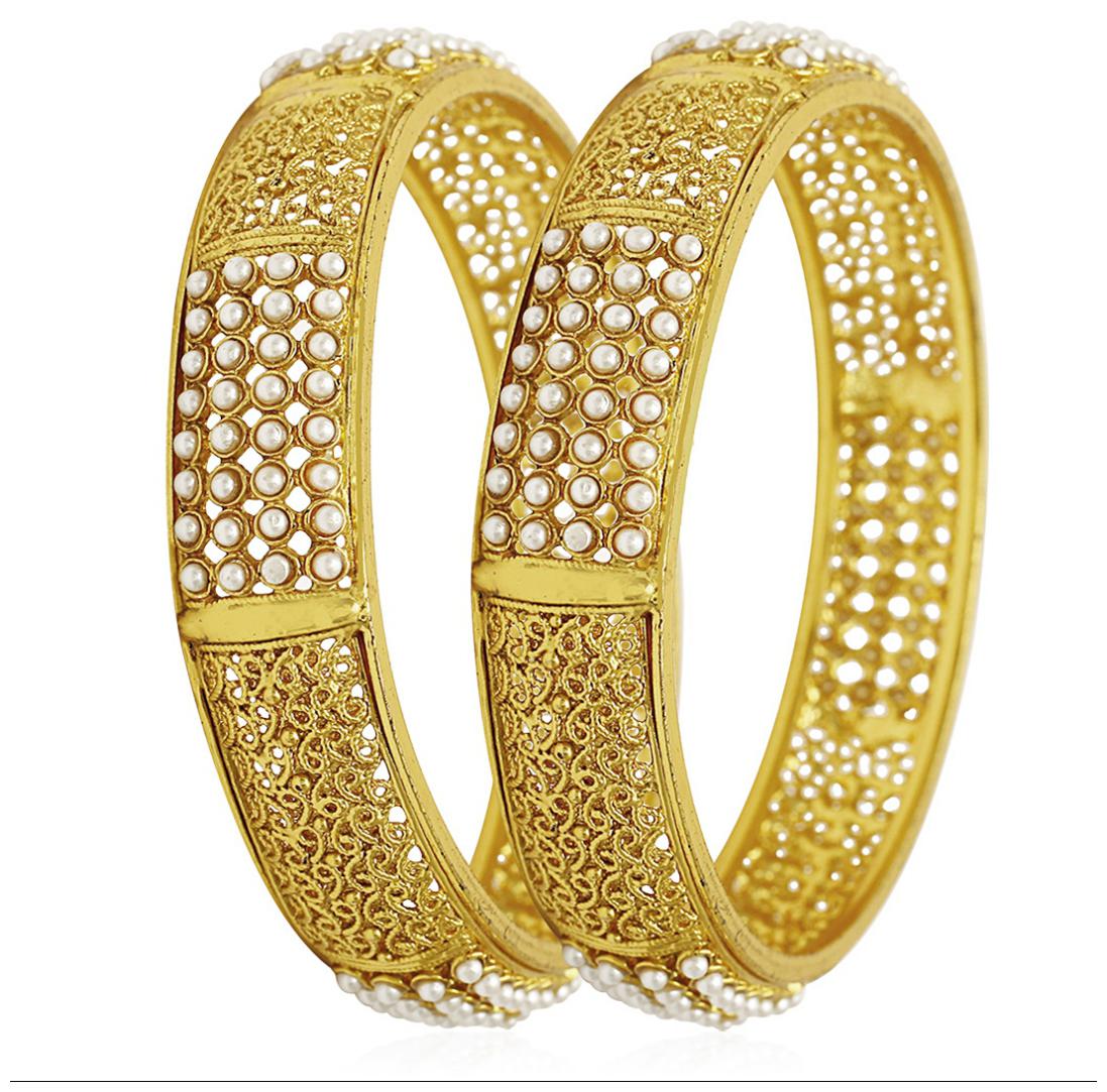 

Jewels Galaxy Designer Pearls Bangles - Set Of 2