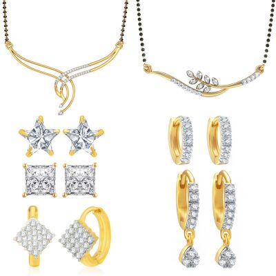 

Jewels Galaxy Exclusive AAA Stone 2 Mangalsutra 6 Pair Of Earrings (Pack Of 8)