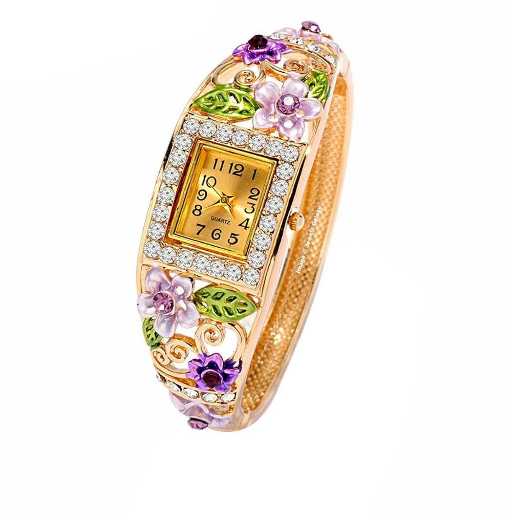 

Jewels Galaxy Luxuria Enamel Floral Designer Multicolor Charm Bracelet For Women Girls
