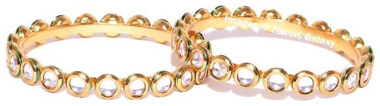 

Jewels Galaxy Limited Edition Artistic Kundan Design Gold Plated Traditional Gold Plated Bangle Set For Women Girls - Set Of 2