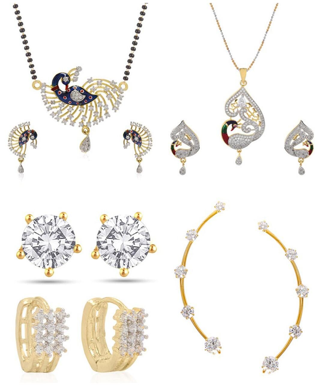 

Jewels Galaxy Silver And Golden Combo Of jewellery Set