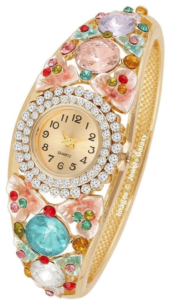 

Jewels Galaxy Limited Edition Luxuria American Diamond Floral Designer Multicolor Charm Bracelet For Women Girls