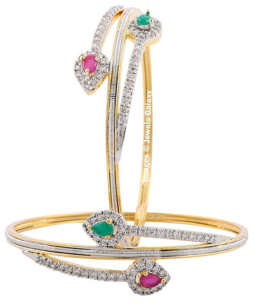 

Jewels Galaxy Elegant Designed Hand Crafted Precious American Diamond Bangle Set For Women Girls