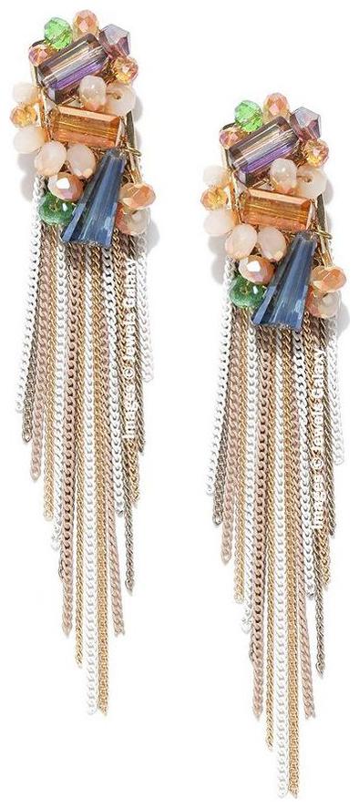 

Jewels Galaxy Exclusive Luxuria Edition Delicate Onyx Designer Multicolor Tassel Earrings For Women Girls