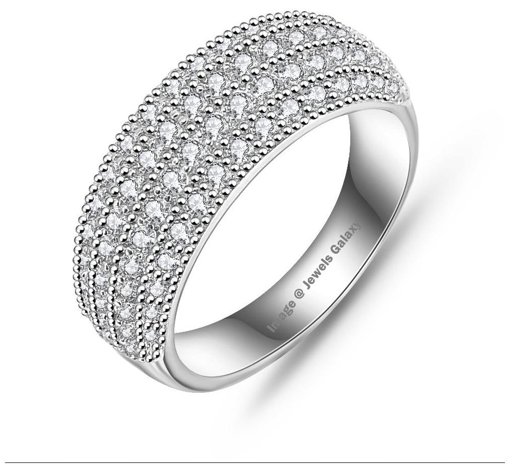 

Jewels Galaxy White Platinum Plated AAA Zircon Eternity Rings For Women Girls