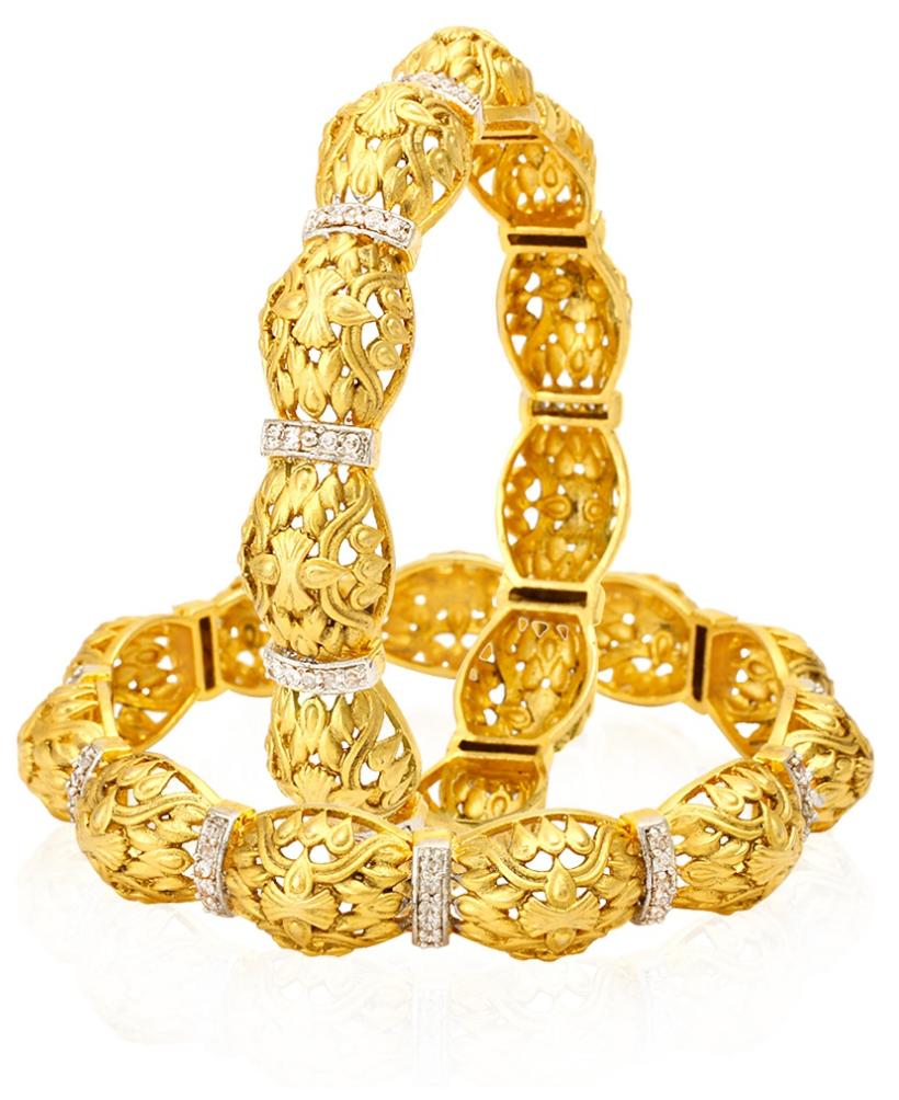 

Jewels Galaxy Antique Texture Design Limited Collection Pair Of Bangles