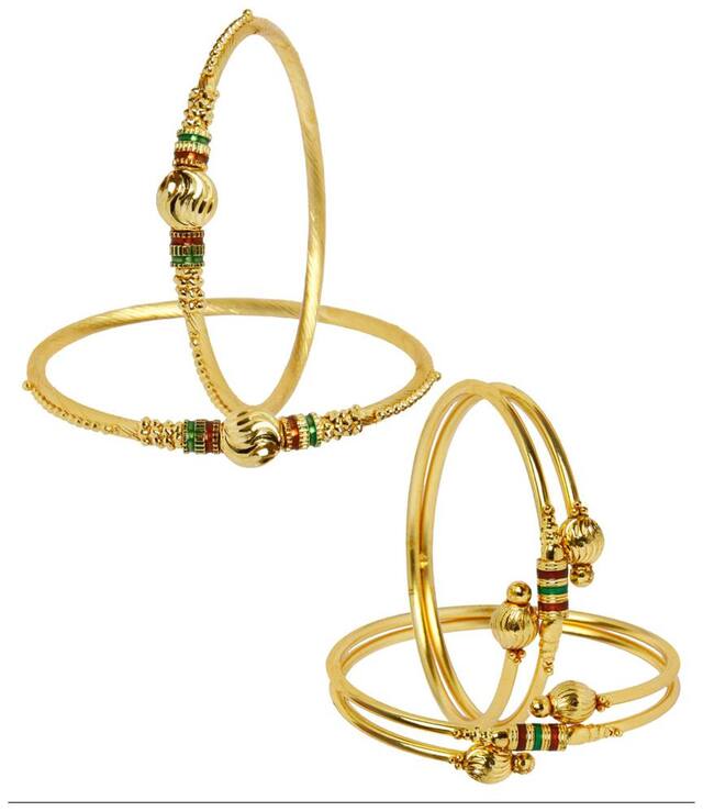 Jewels Galaxy Combo of Trendy Gold Plated Bangles Set Of 4