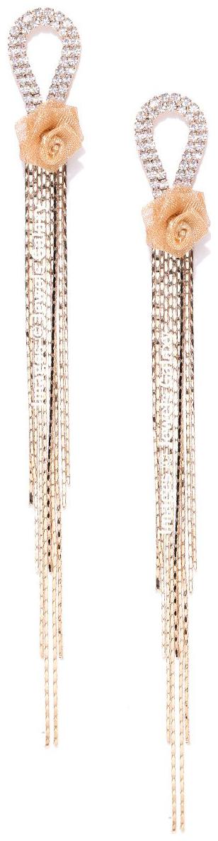 

Jewels Galaxy Exclusive Luxuria Edition Fascinating Rose Inspired 18K Rosegold Mesmerizing Chain-Drop Earrings For Women Girls
