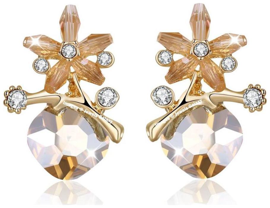 

Jewels Galaxy Floral Crystal Elements Limited Luxuria Edition Tantallzing Yellow Gold Plated Splendid Earrings For Women Girls