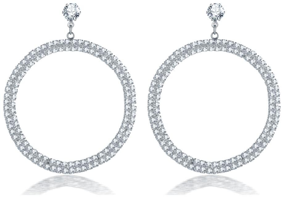 

Jewels Galaxy Ravishing Circular AD Studded Mesmerizing Drop Earrings For Women Girls