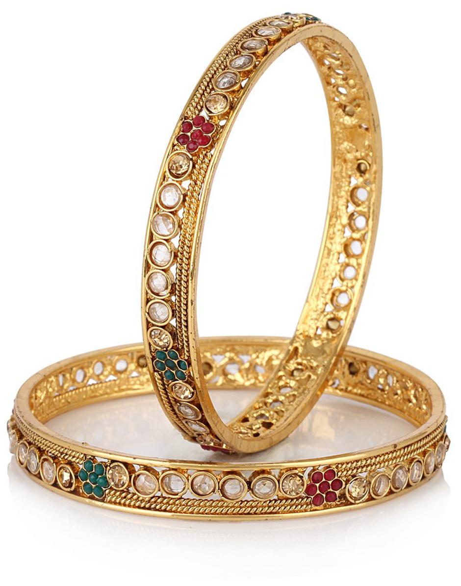 

Jewels Galaxy Golden Bangle Set