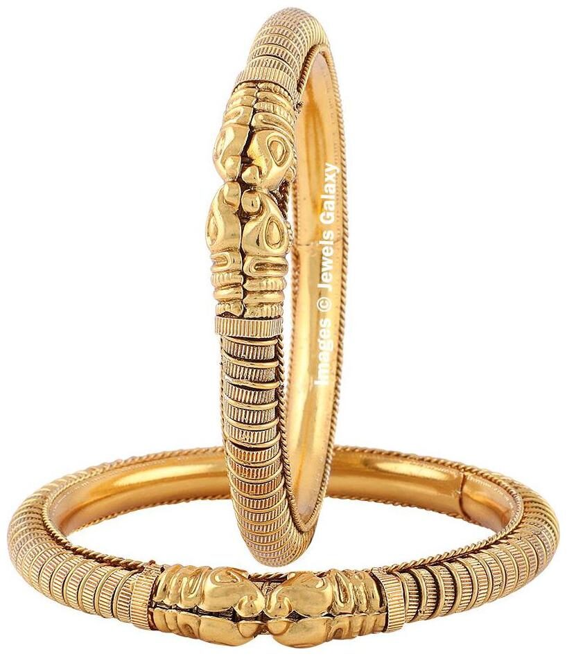 

Jewels Galaxy Exclusive Traditional Antique Designed Gold Plated Bangles - Set of 2