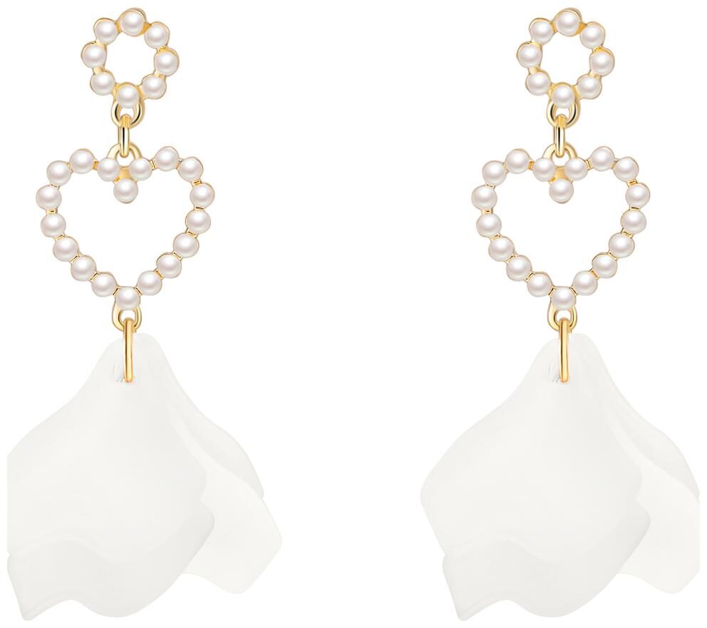 

Jewels Galaxy Stunning Love Heart Edition Wonderful Pearls Petals Design White Drop Earrings For Women Girls