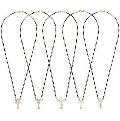 

Jewels Gehna Alloy Party Wear Latest Designer Traditional Stone Stylish Combo 5 Pair Mangalsutra For Women Girls