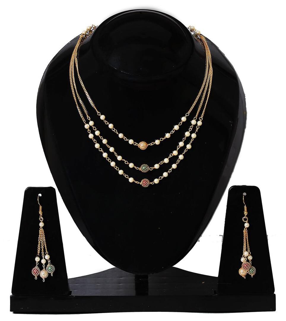 

Jewels Gehna Party Wear Fashion Designer Unique Traditional Latest Necklace Set With Earring Set For Women Girls