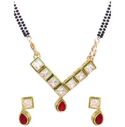 

Jewels Gehna American Diamond Gold plated Alloy Mangalsutra Set