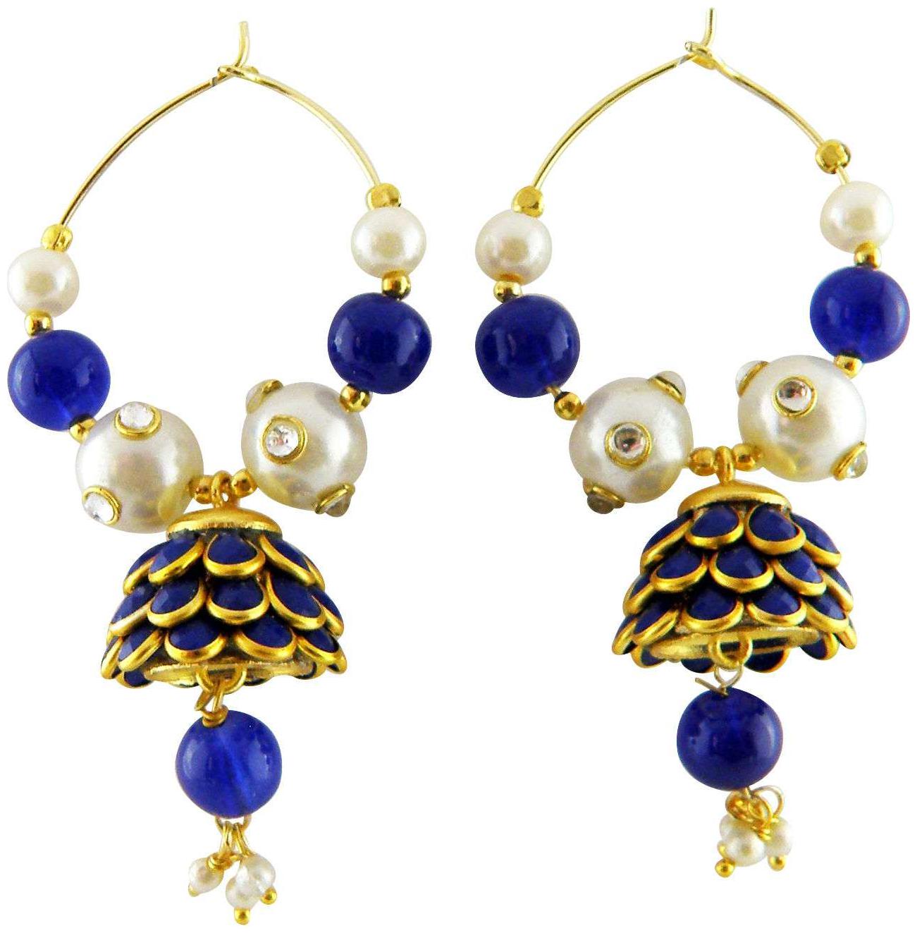 

Jewels Gold Alloy Fashionable Indian Jhumkis Earring Set For Women Girls
