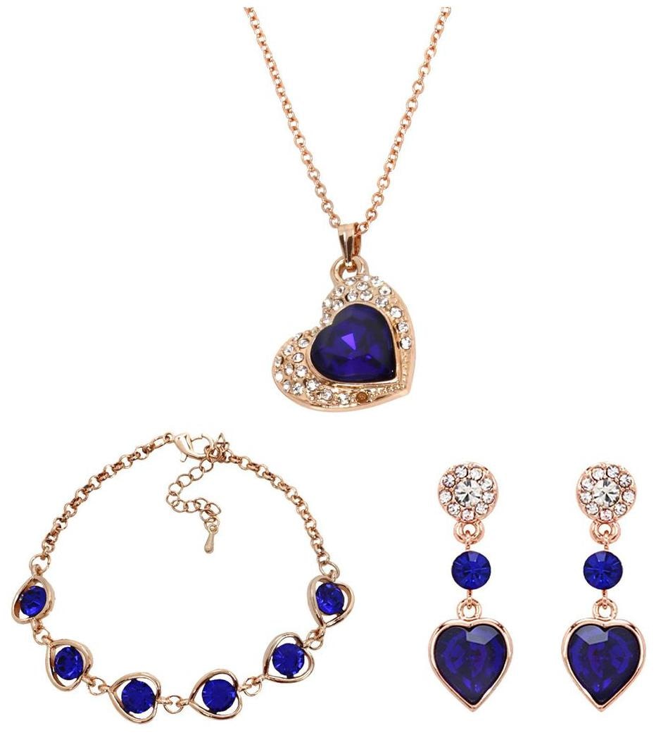 

Jewels Gold Alloy Party Wear Latest Designer Beautiful Combo Pendant Earring With Bracelets Set For Women Girls