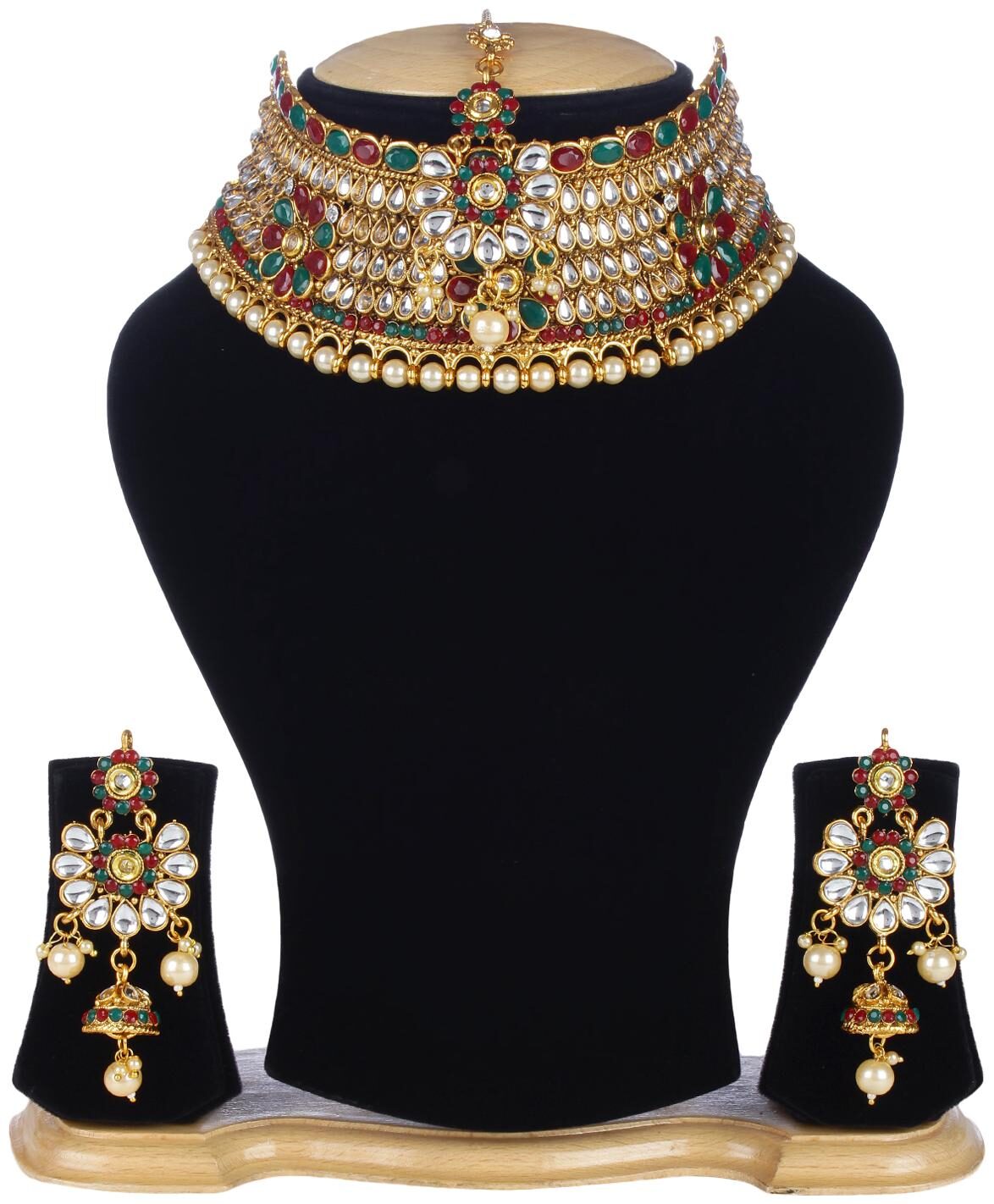 

Jewels Gold Alloy Party Wear Wedding Necklace Set For Women Girls