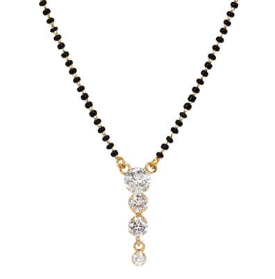 

Jewels Gold Alloy Party Wear Traditional Stone Gold Plated American Diamond Latest Mangalsutra For Women Girls